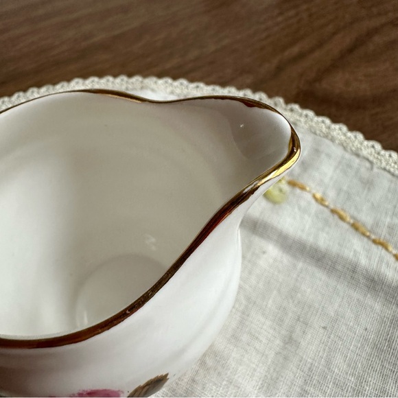 Delphine Bone China Porcelain Pink Rose Gold Rim Creamer Cup Made in England - Picture 9 of 10